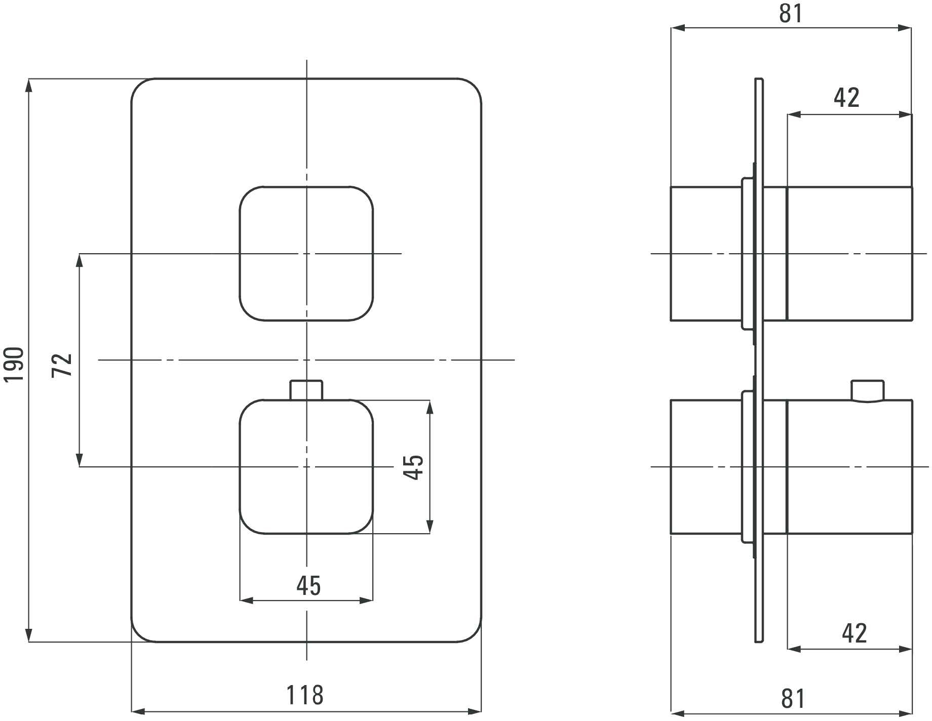 Element zewnętrzny HIACYNT BIANCO BXY AECT - kolor biały mat - rysunek techniczny